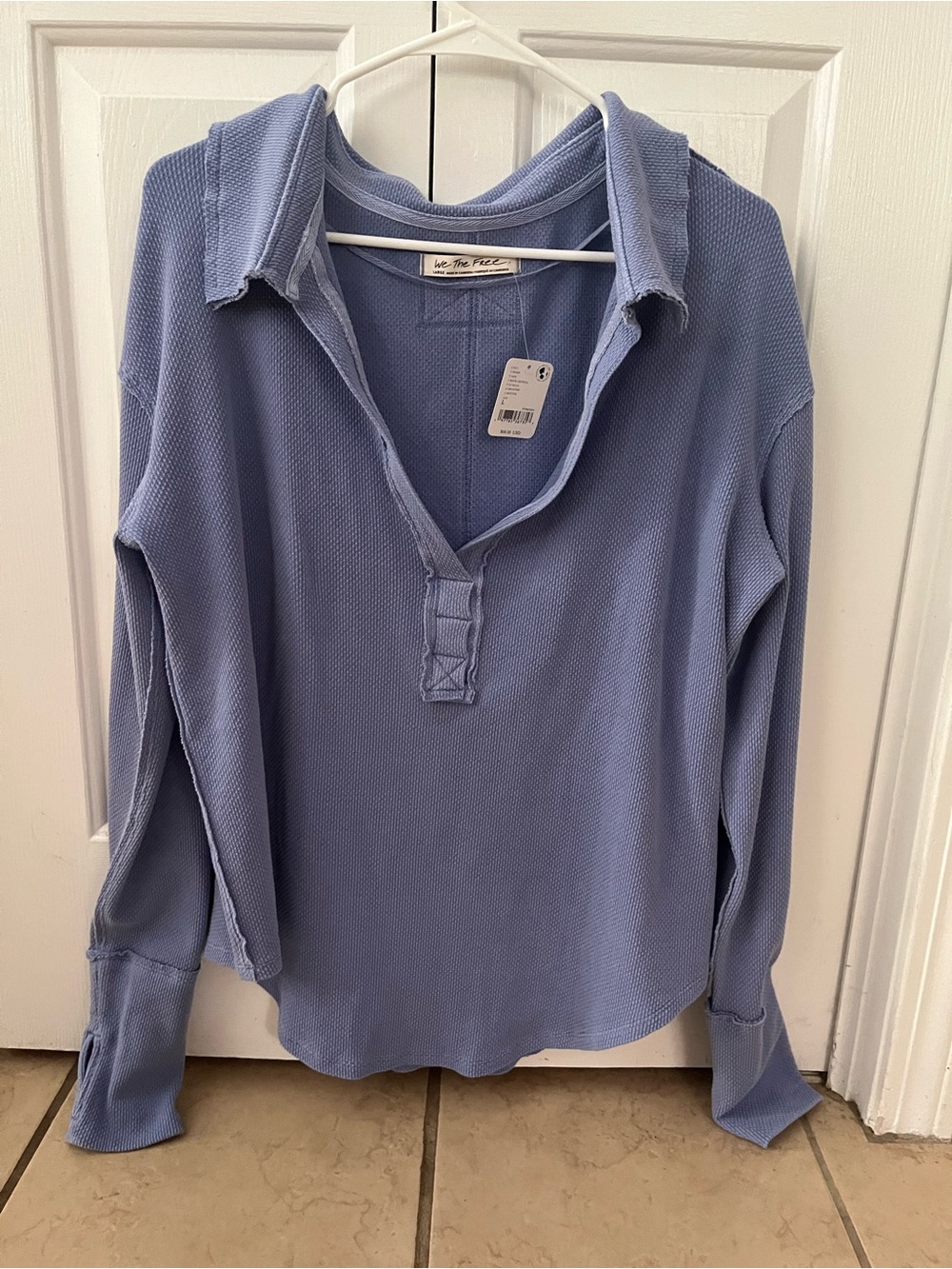 Free People Dusty Lavender Long-Sleeve Waffle Henley NWT